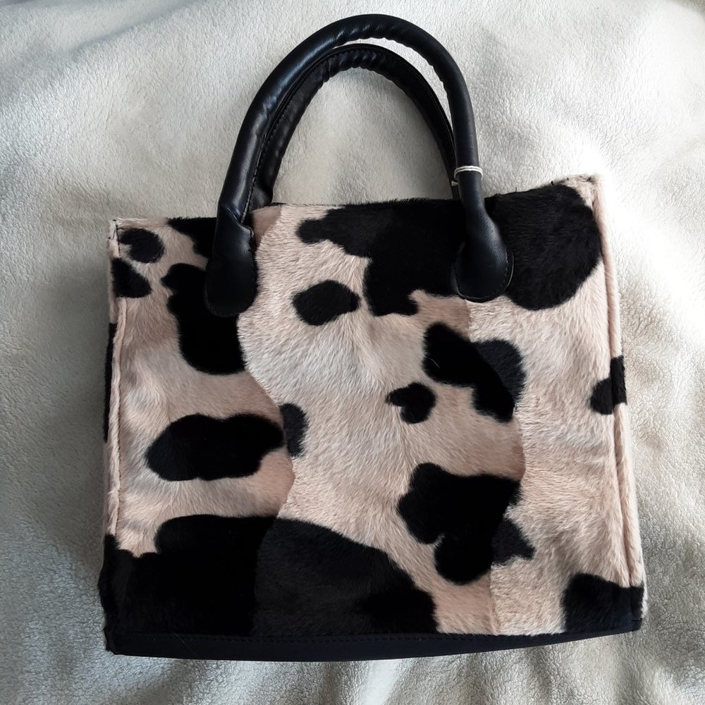 Cow print mini tote bag